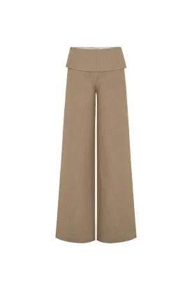 Anna Straight Wide Leg Khaki Floor Length Pants