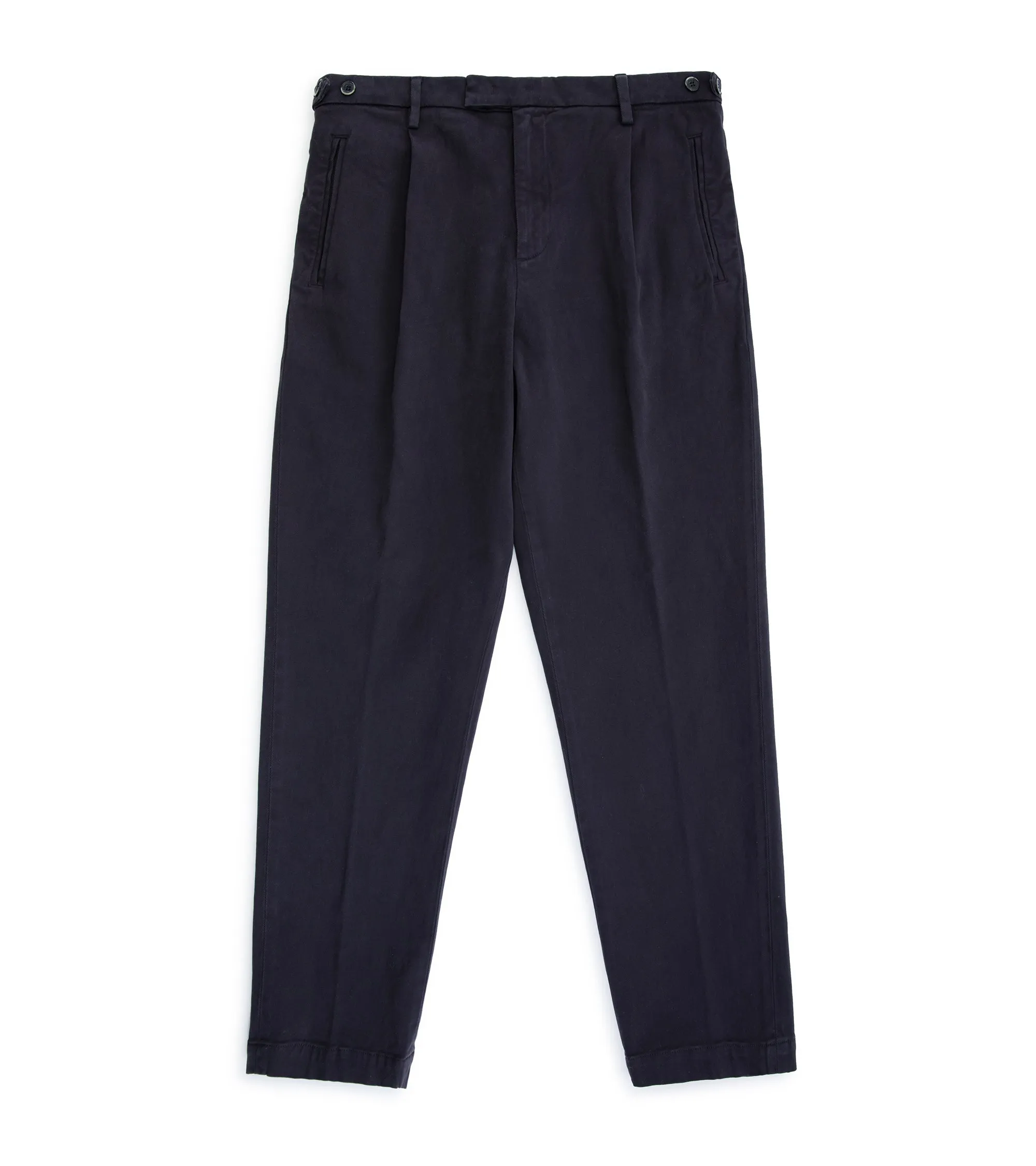 Barena Masco Mante Cotton Twill Pleated Trousers: Navy