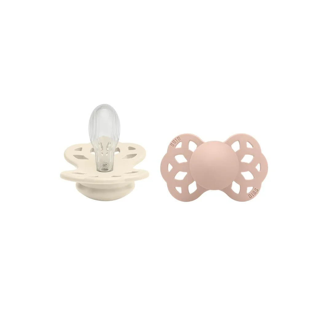 BIBS Infinity Symmetric Pacifier - 2 Pack - Ivory/Blush - Silicone