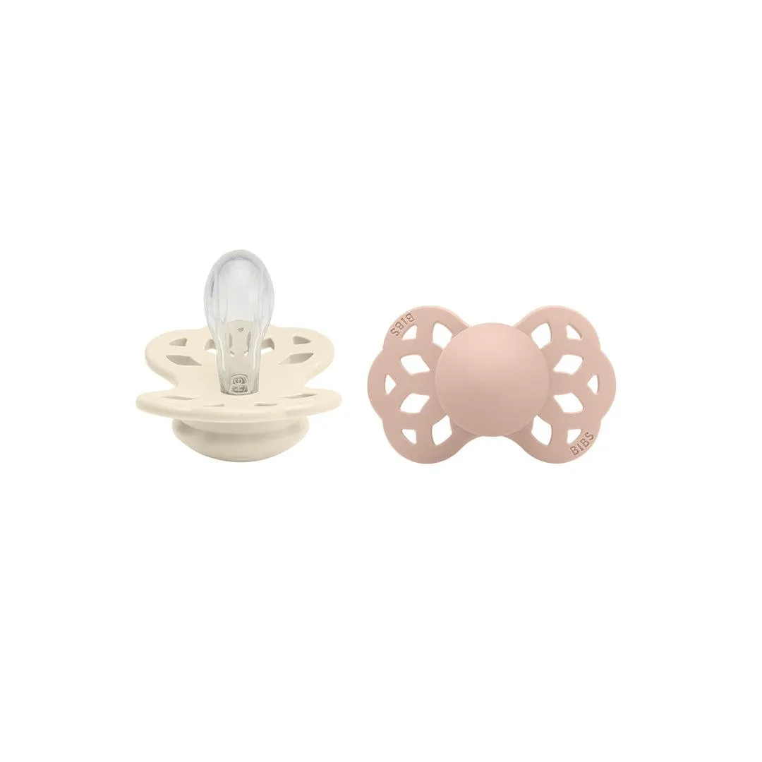 BIBS Infinity Symmetric Pacifier - 2 Pack - Ivory/Blush - Silicone