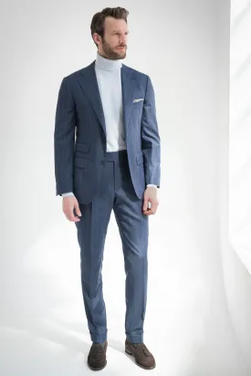 Blue striped 140'S suit - Made in Italy