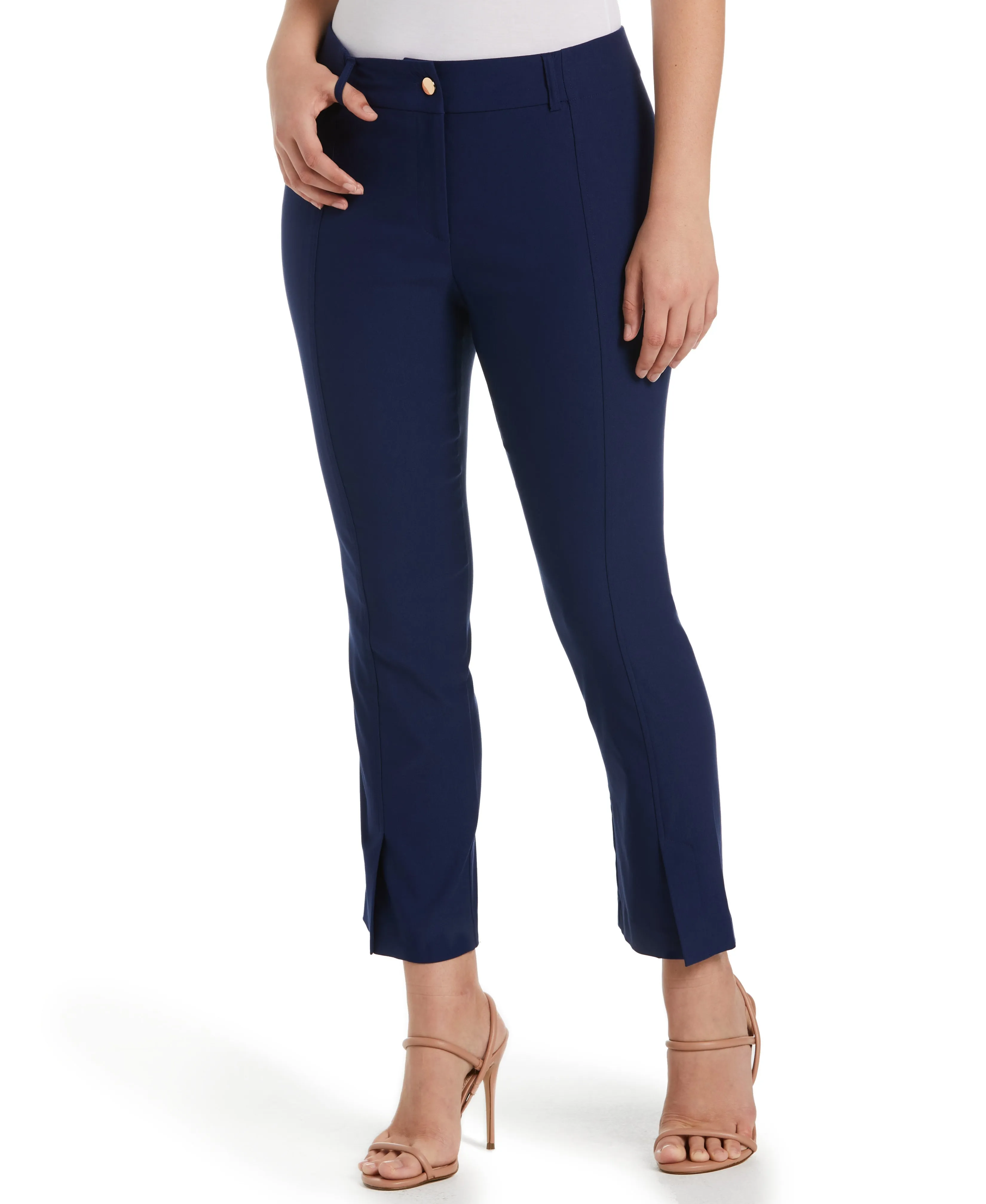 Classic Fit Seamed Straight Leg Crop Pant with Vents