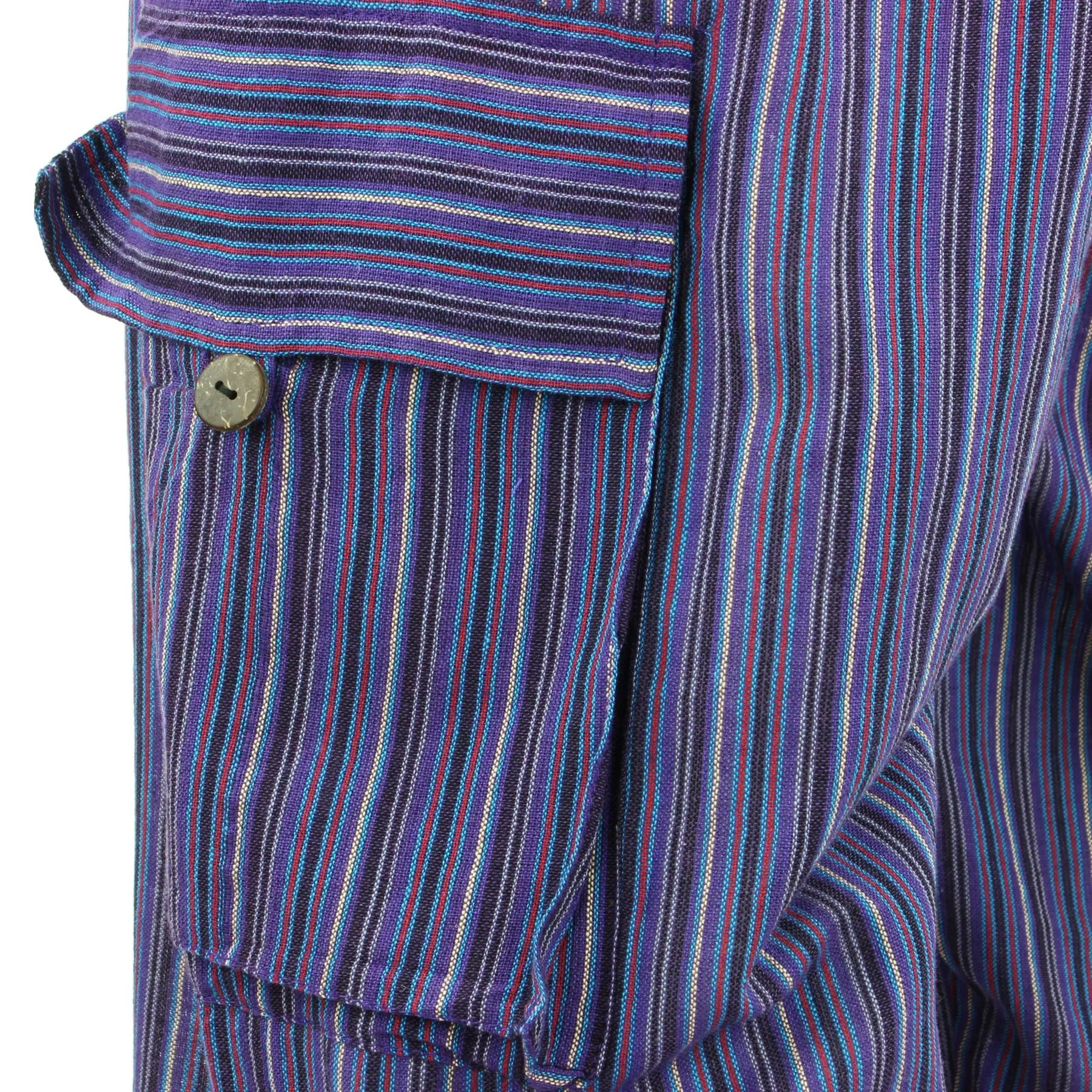 Classic Nepalese Lightweight Cotton Striped Cargo Trousers Pants - Purple