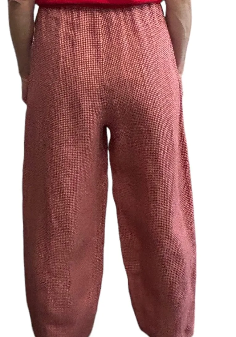 Comfortable Basic Linen Pants Red & Cream