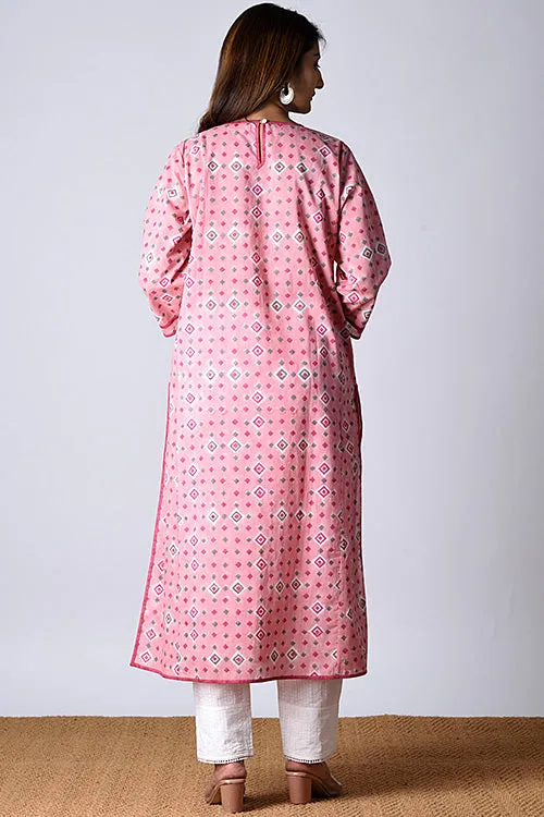 Dharan "Heera Kurta" Pink Block Printed Kurta