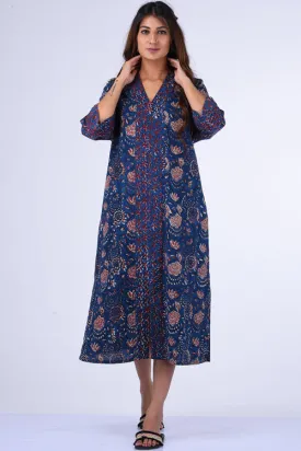 Dharan "Kaafsa Kurta " Indigo Block Printed Kurta