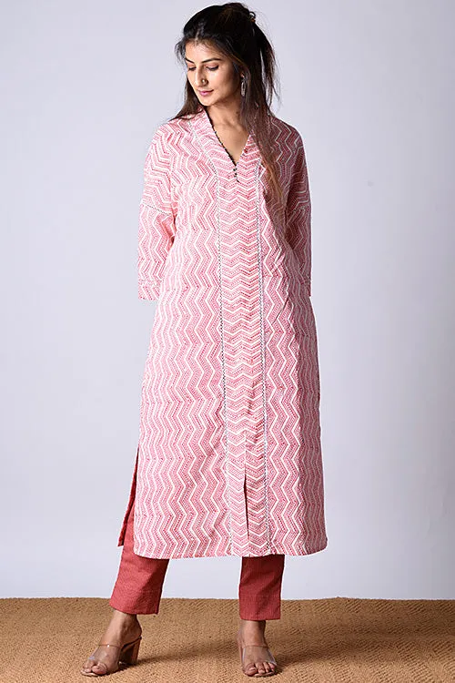 Dharan "Kaafsa Kurta" Coral Block Printed Kurta/Tunic