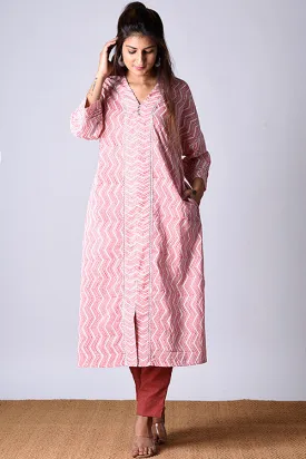 Dharan "Kaafsa Kurta" Coral Block Printed Kurta/Tunic