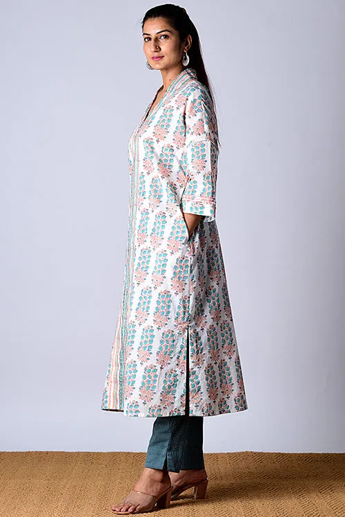 Dharan "Kaafsa Kurta" Jade Block Printed Kurta