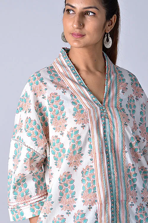 Dharan "Kaafsa Kurta" Jade Block Printed Kurta