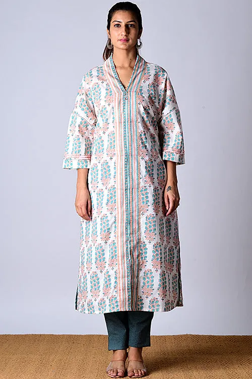 Dharan "Kaafsa Kurta" Jade Block Printed Kurta