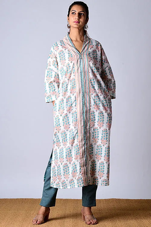 Dharan "Kaafsa Kurta" Jade Block Printed Kurta