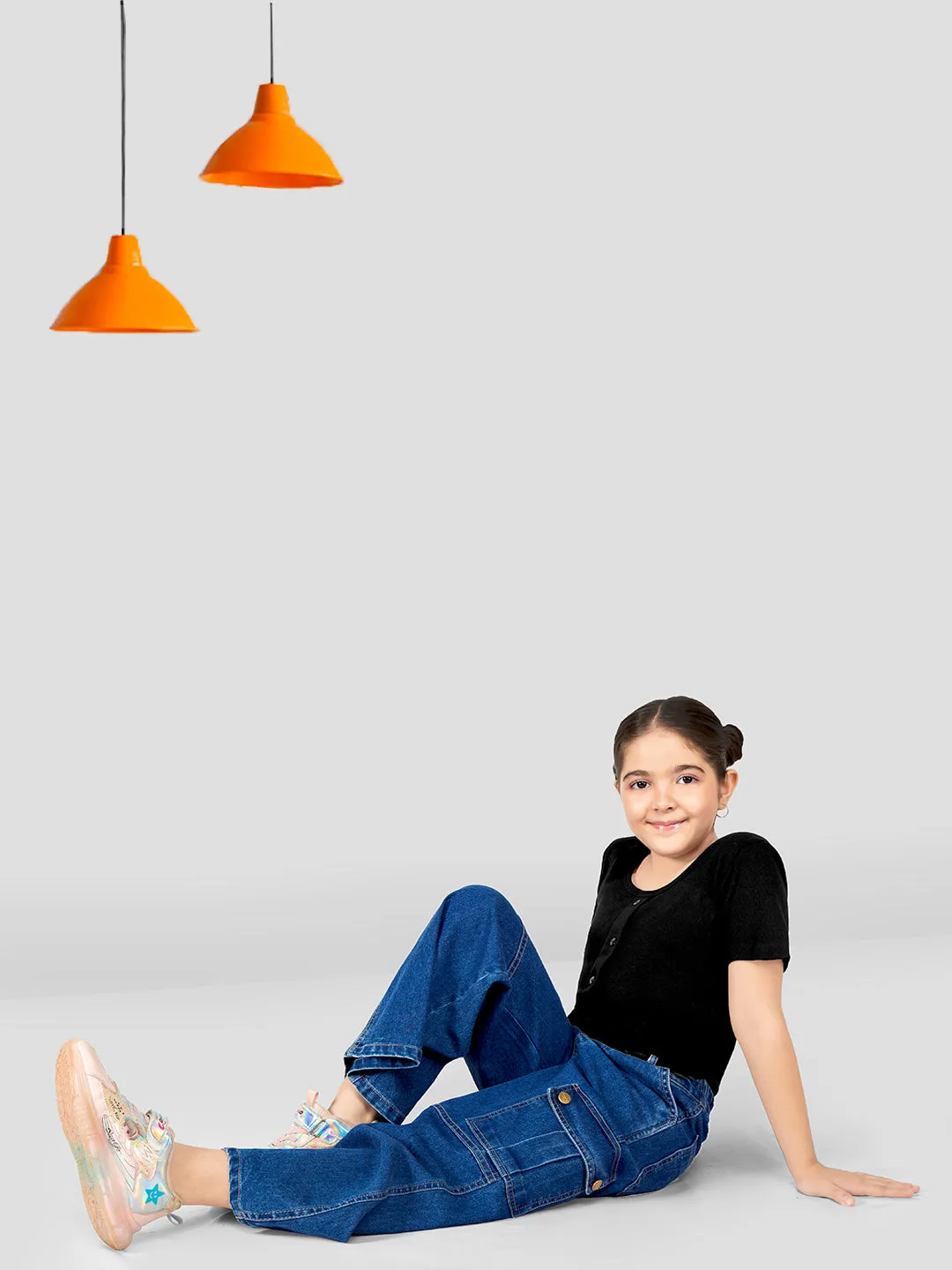 Girls Cotton Denim Cargo