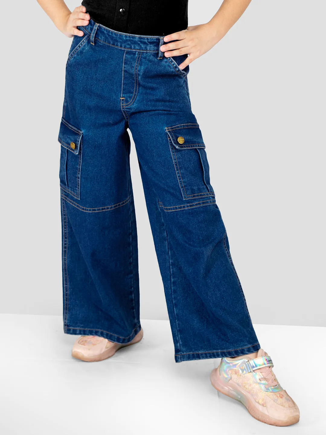 Girls Cotton Denim Cargo