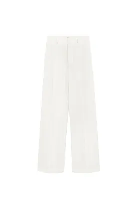 Jasmine Straight Ribbed Poly Wool Floor Length Pants