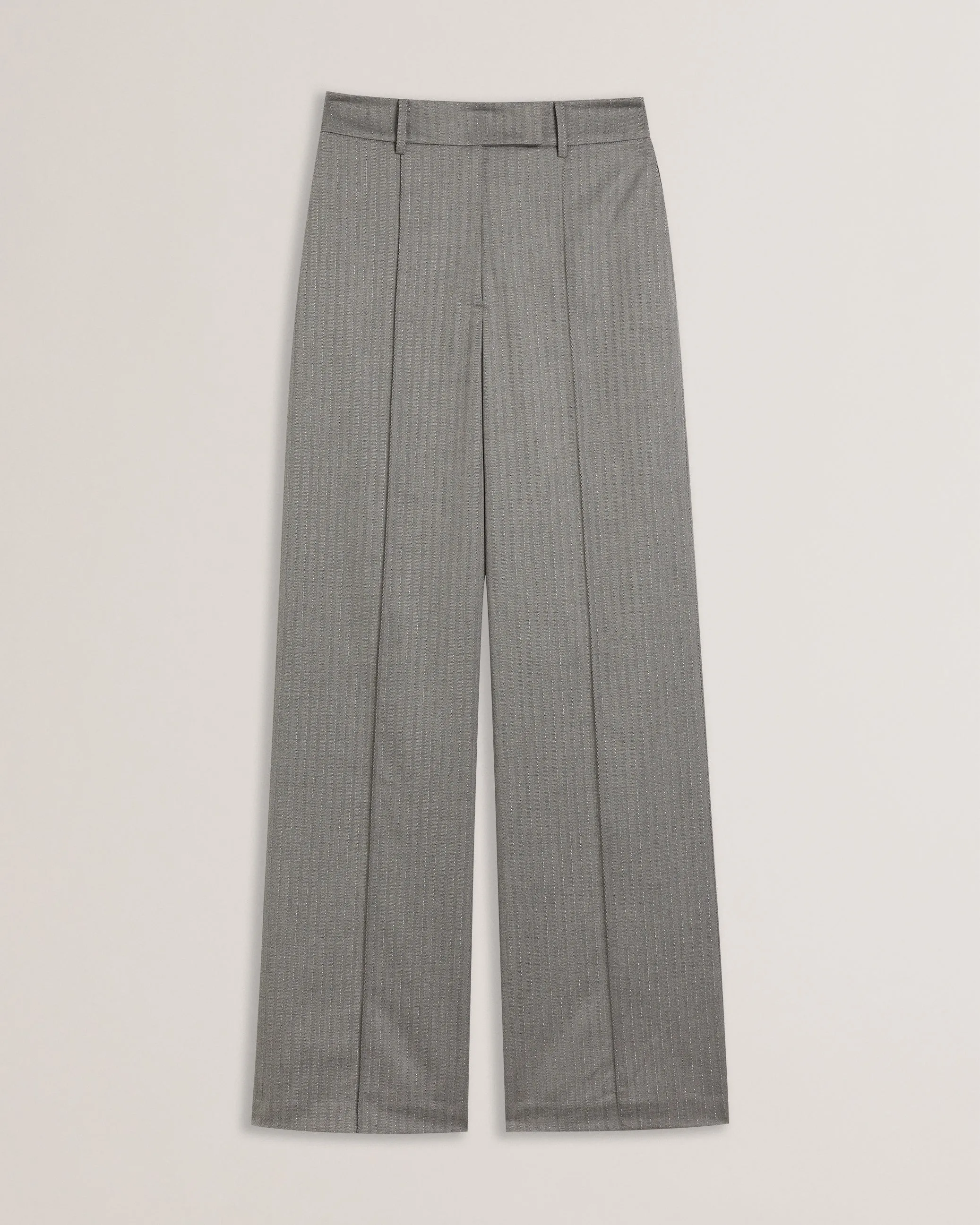 Koat Pinstripe Wide Leg Tailored Trousers Dk-Grey