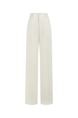 Lily Straight Ribbed Wool Blend Floor Length Pants