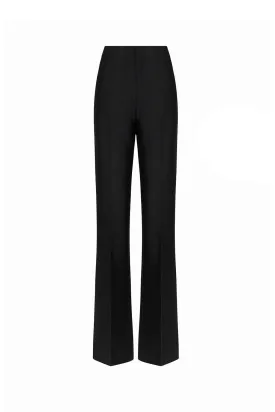 Martine Straight Ribbed Crepe Floor Length Pants