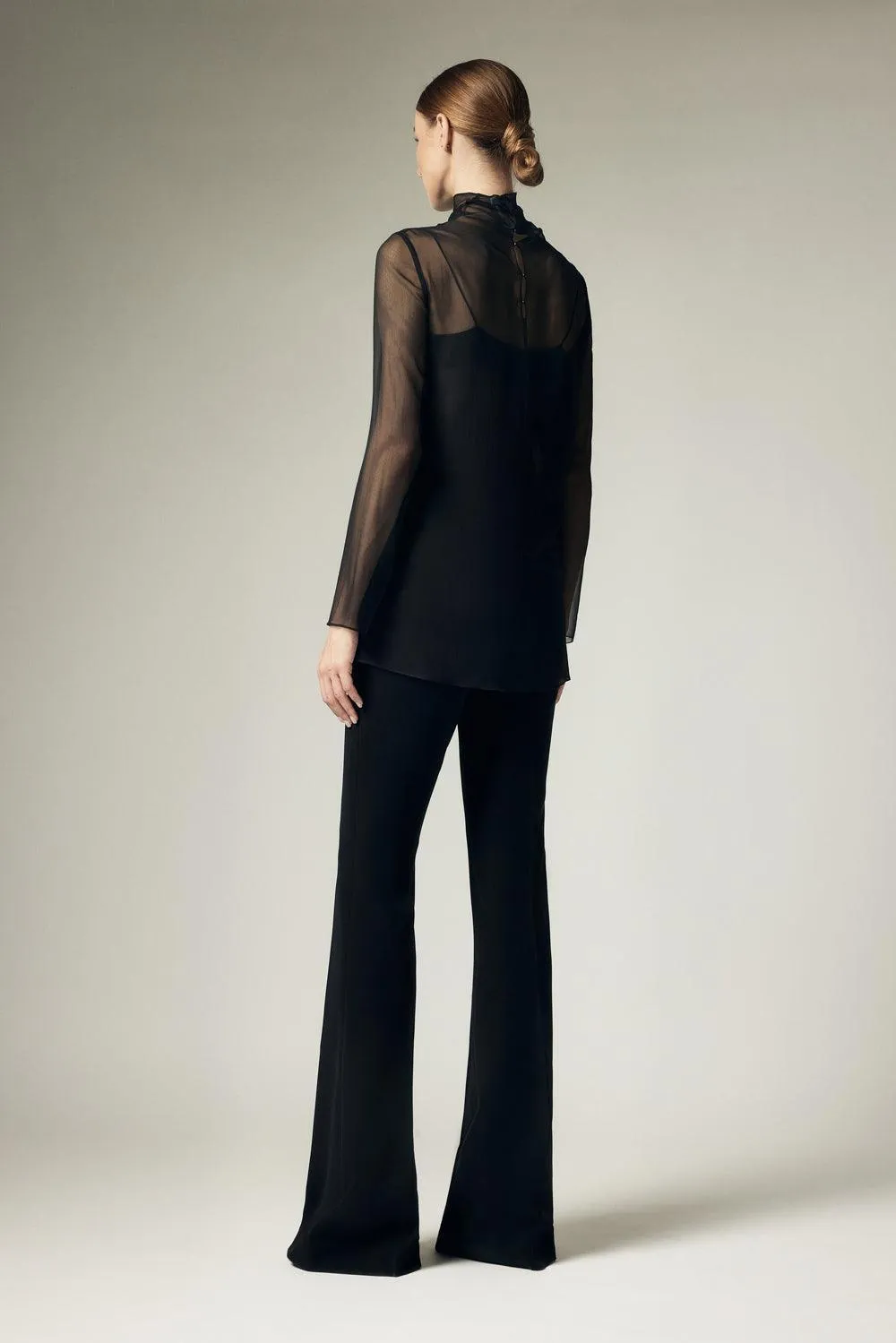 Martine Straight Ribbed Crepe Floor Length Pants