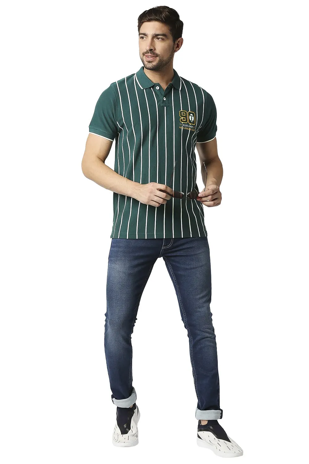 Muscle Fit Polo Stripe T-shirt