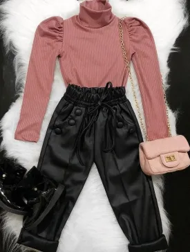 Oh So Chic Vegan Leather Pants Set