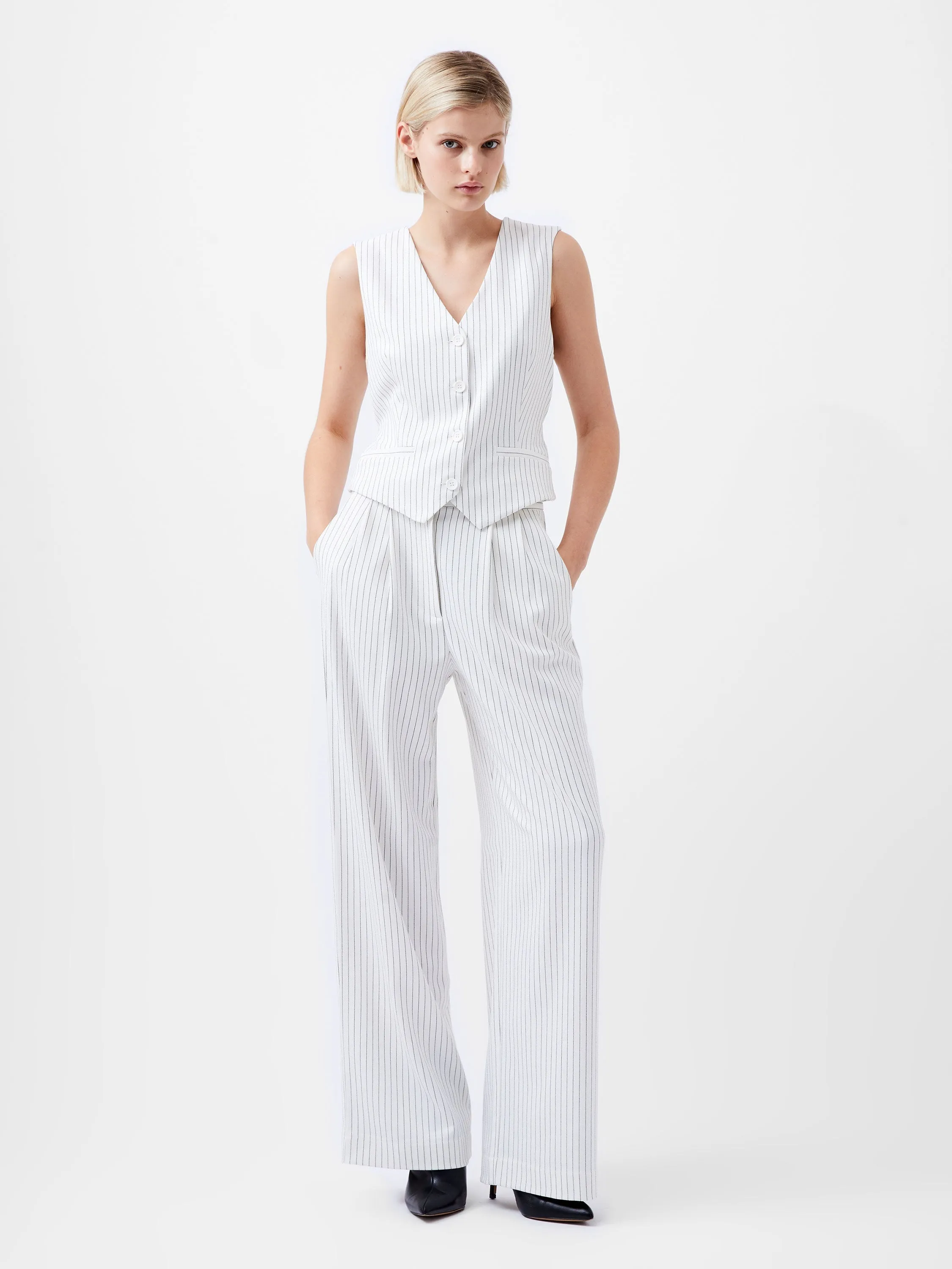 Pinstripe High Waisted Trousers