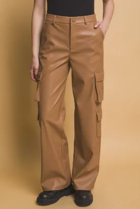 PU Leather Cargo Pants