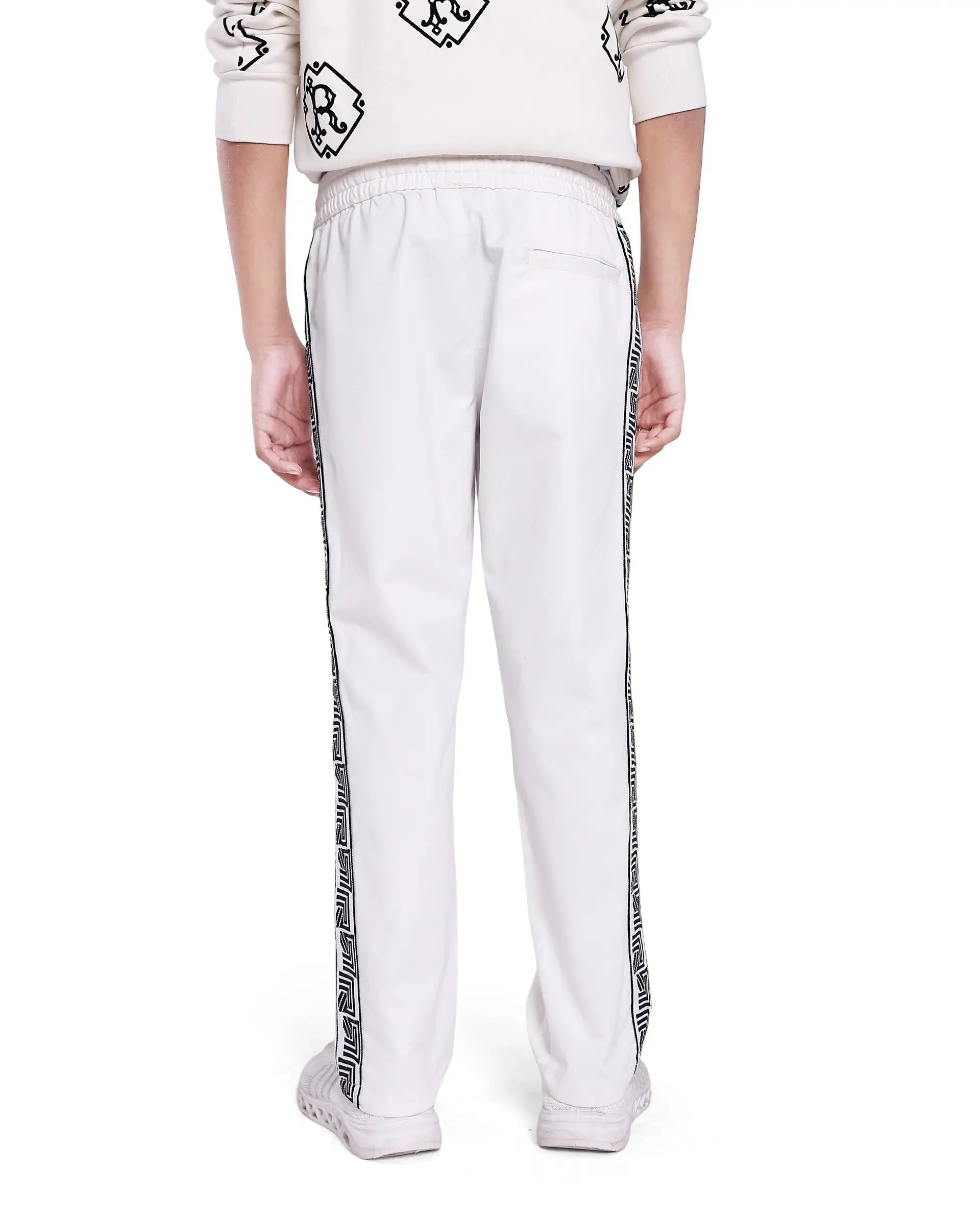 Rare Ones Kids Novi White Cotton Solid Trouser