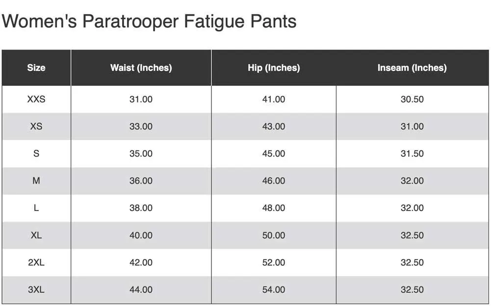 Rothco Womens Color Camouflage Paratrooper Fatigue Pants