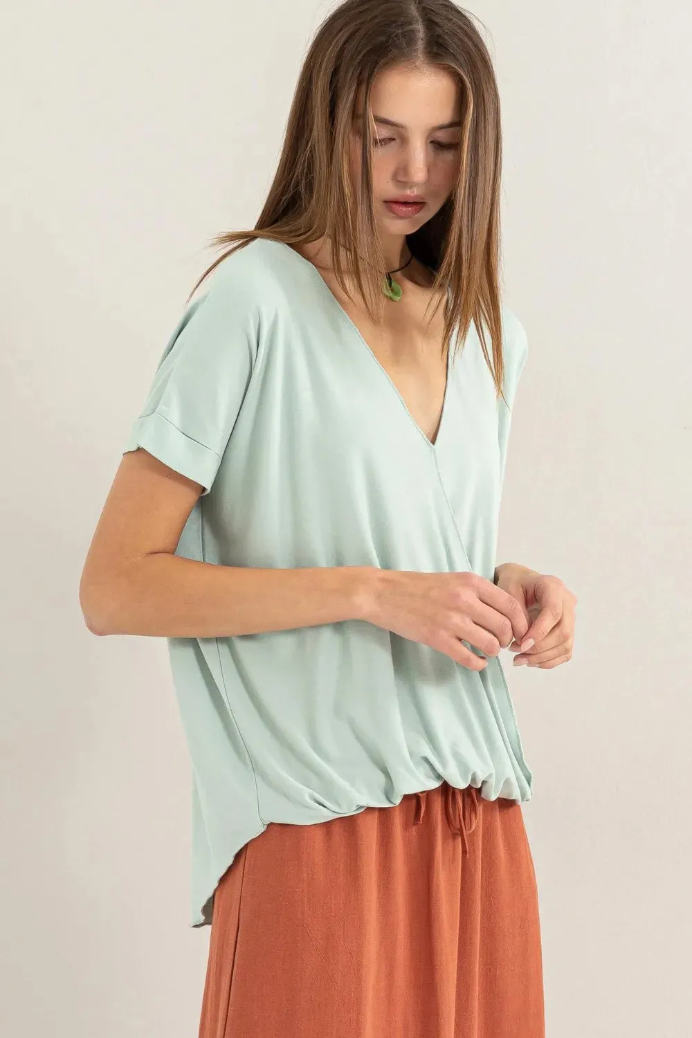 Short Sleeve Surplice Top