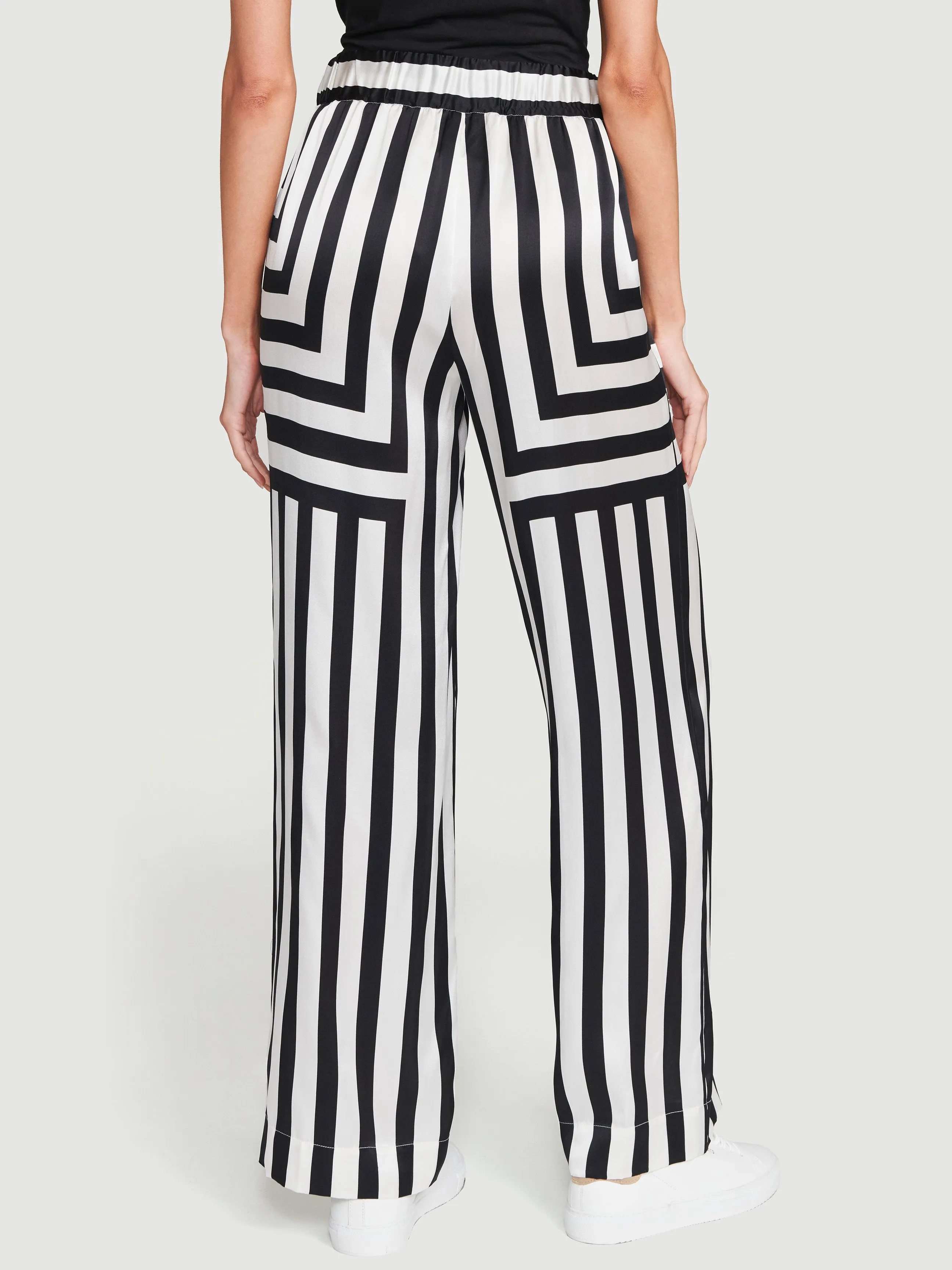 Silk Mix Stripe PJ Pant -- Off White Multi