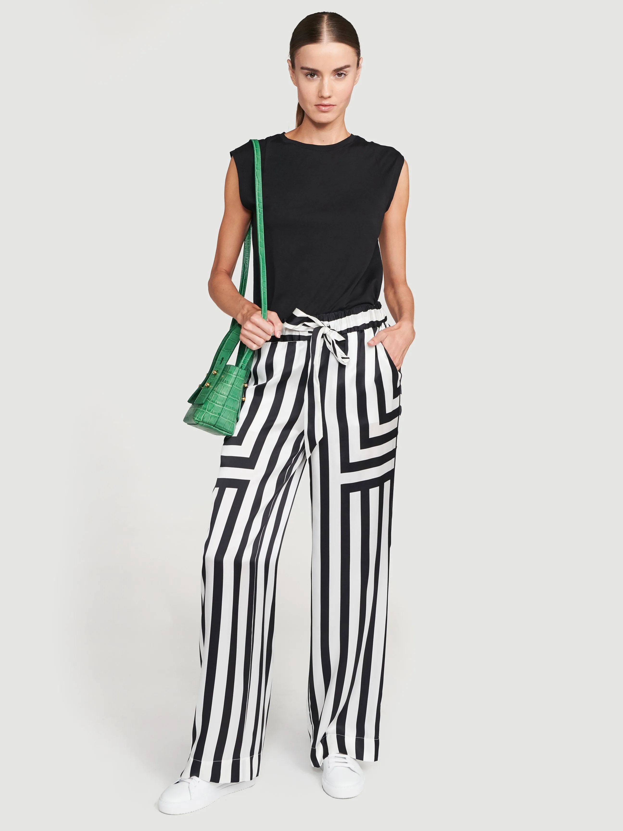 Silk Mix Stripe PJ Pant -- Off White Multi