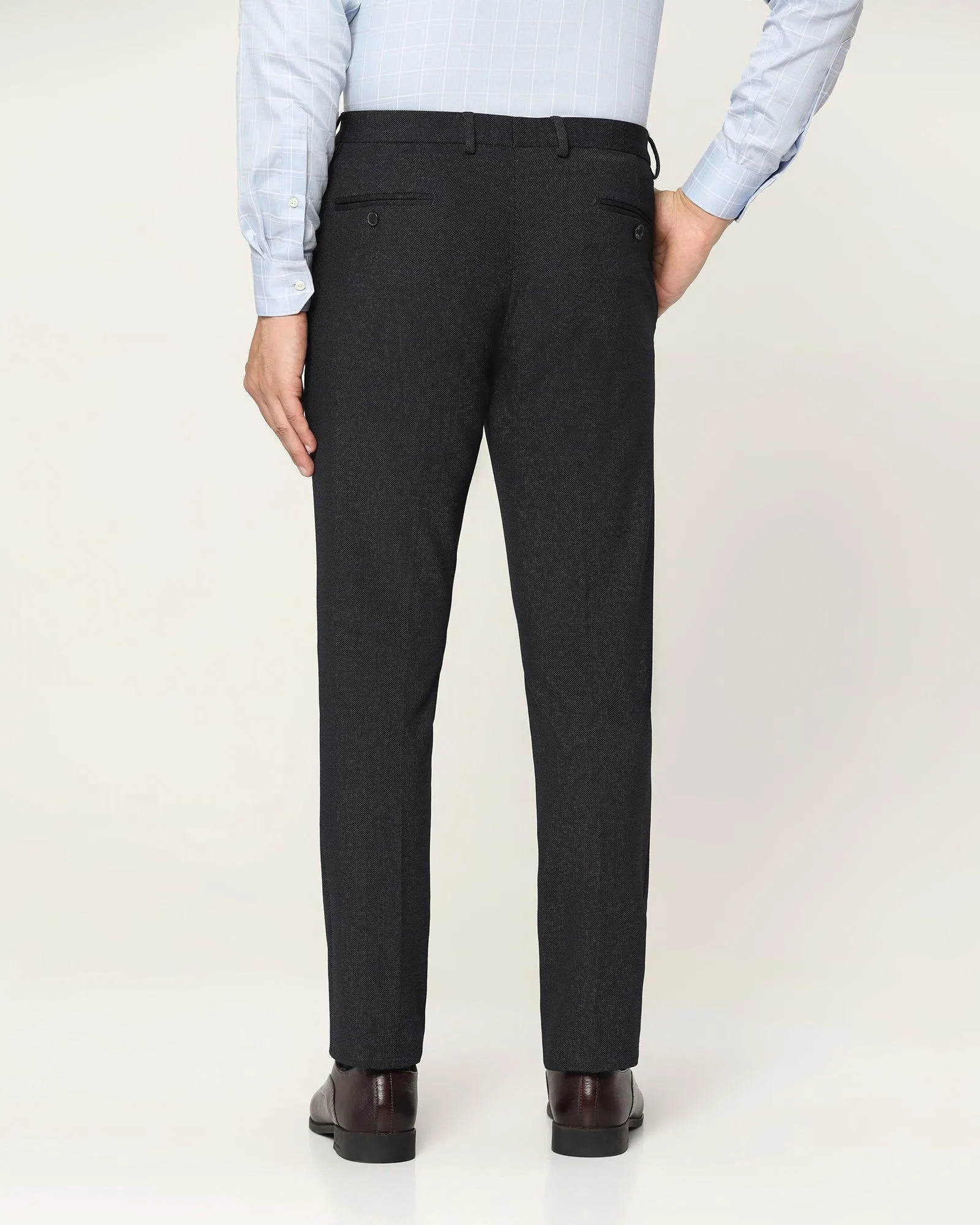 Slim Fit B-91 Formal Navy Textured Trouser - Reader