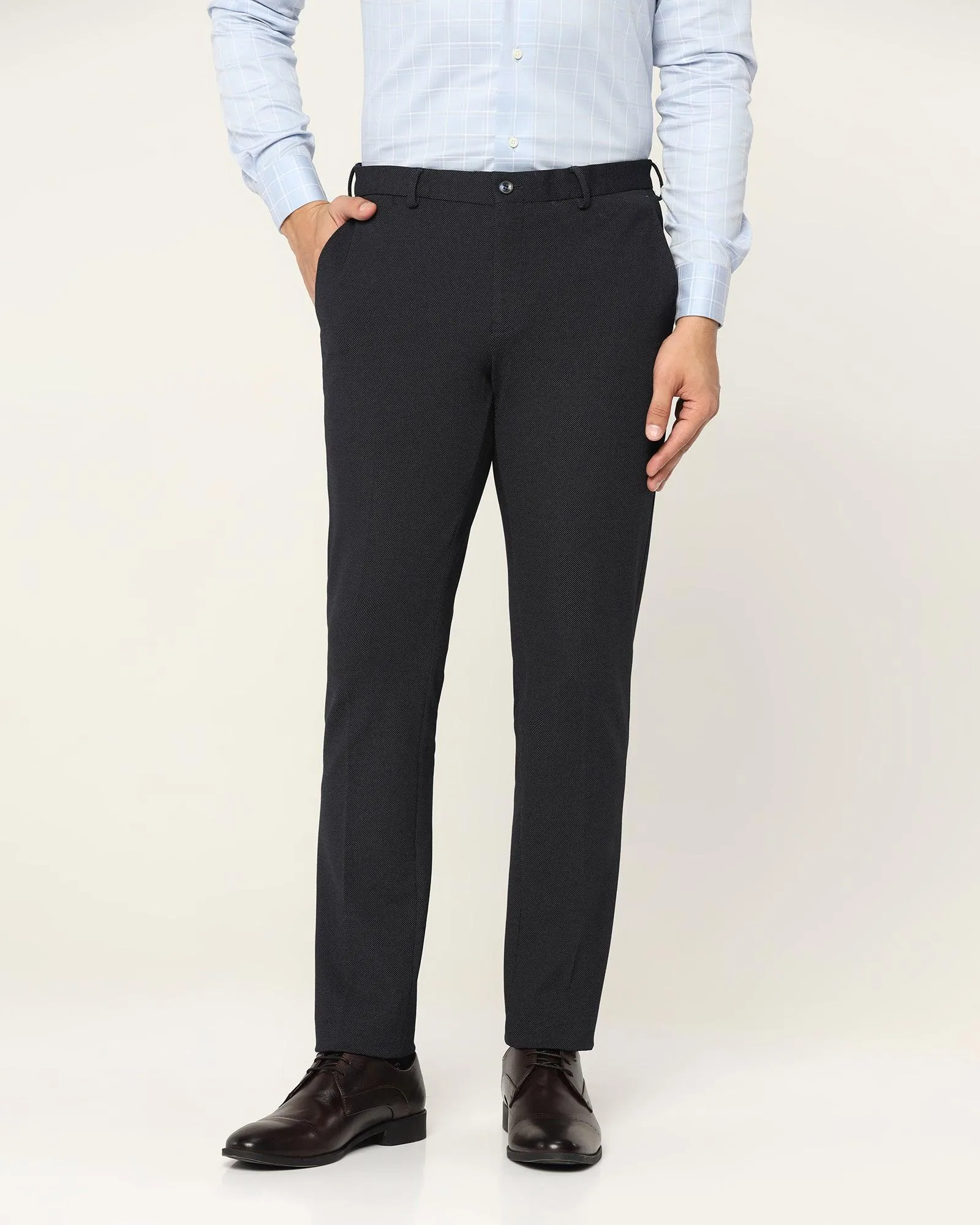 Slim Fit B-91 Formal Navy Textured Trouser - Reader