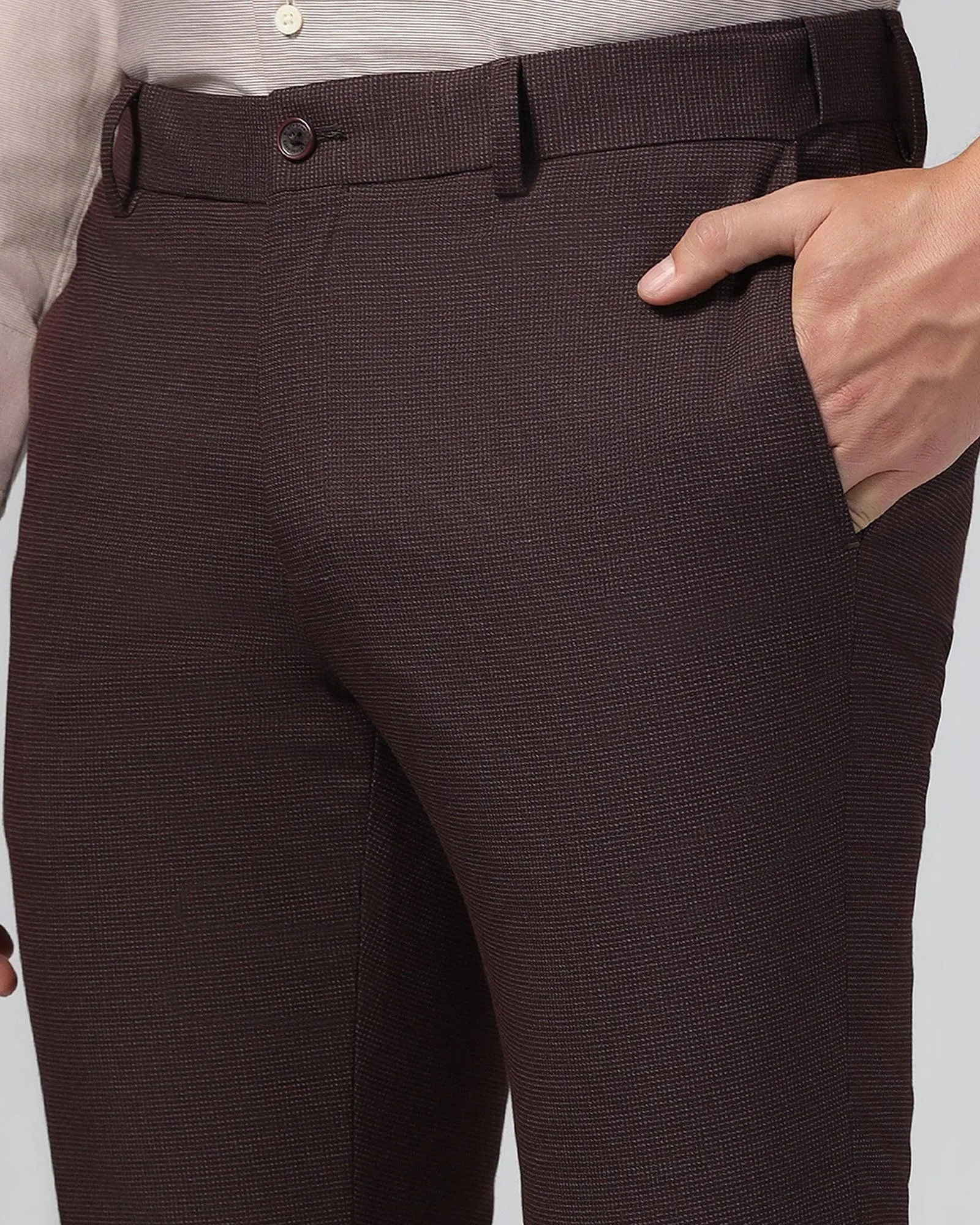 Slim Fit B-91 Formal Wine Textured Trouser - Ford