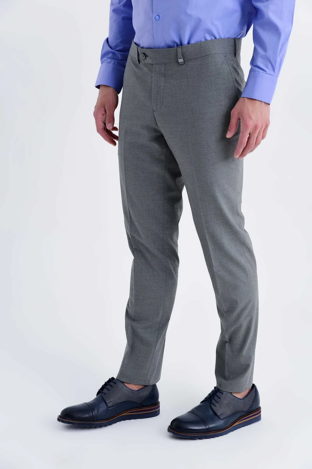 Slim Fit Gray Side Pocket Low Waist Dress Pants