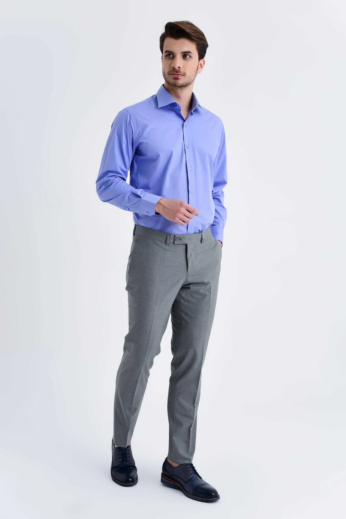 Slim Fit Gray Side Pocket Low Waist Dress Pants