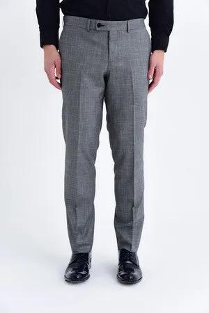 Slim Fit Gray Textured Low Waist Dress Pants