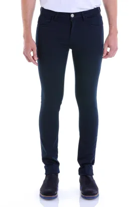 Slim Fit Navy 5 Pocket Low Waist Cotton Casual Pants