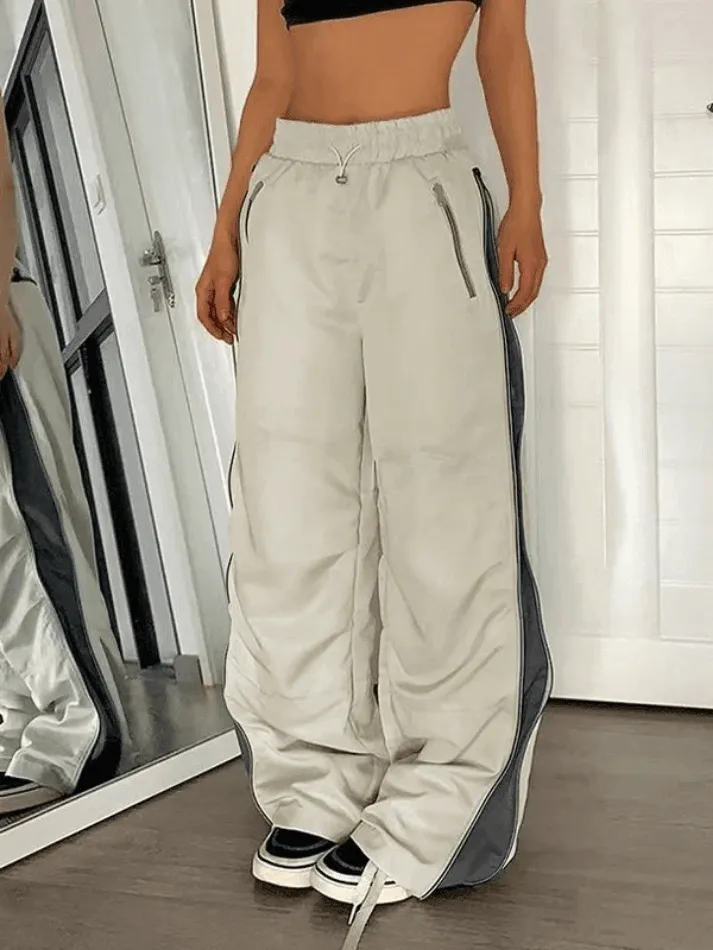 Street Color Contrast Wide Leg Pants