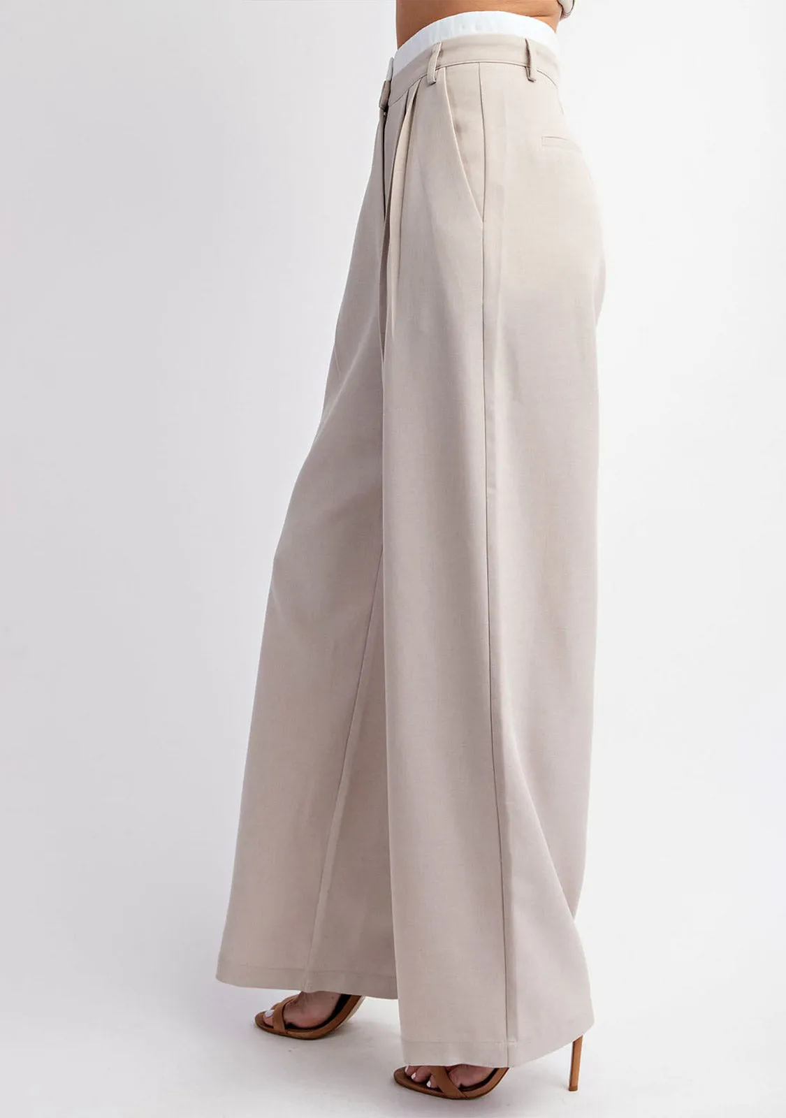 Tailored Long Pants With Contrast Elastic