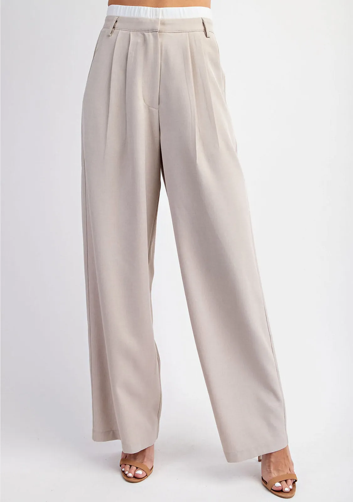 Tailored Long Pants With Contrast Elastic