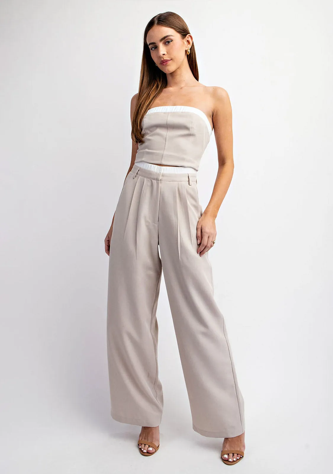 Tailored Long Pants With Contrast Elastic