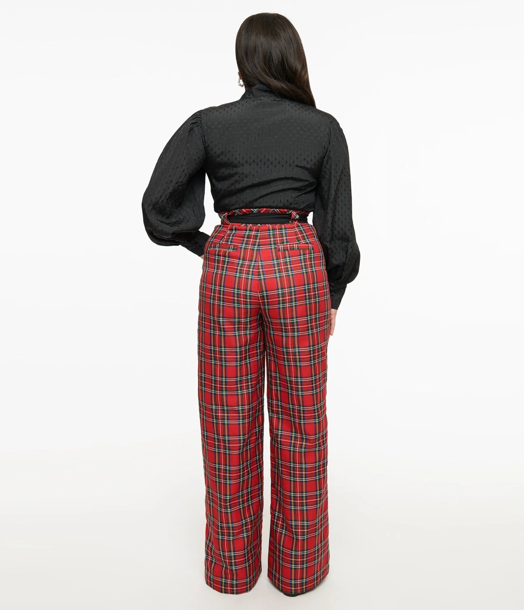 Unique Vintage 1950s Red Plaid Wide Leg Trousers