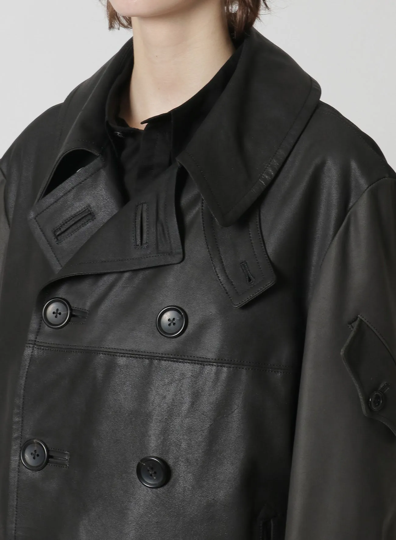 [Y's-Black Name]2 COLORS LEATHER DOUBLE FRONT BLOUSON