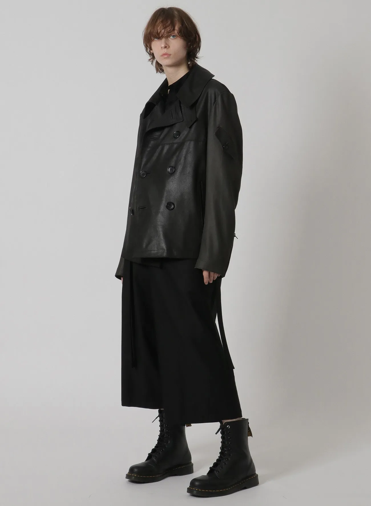 [Y's-Black Name]2 COLORS LEATHER DOUBLE FRONT BLOUSON