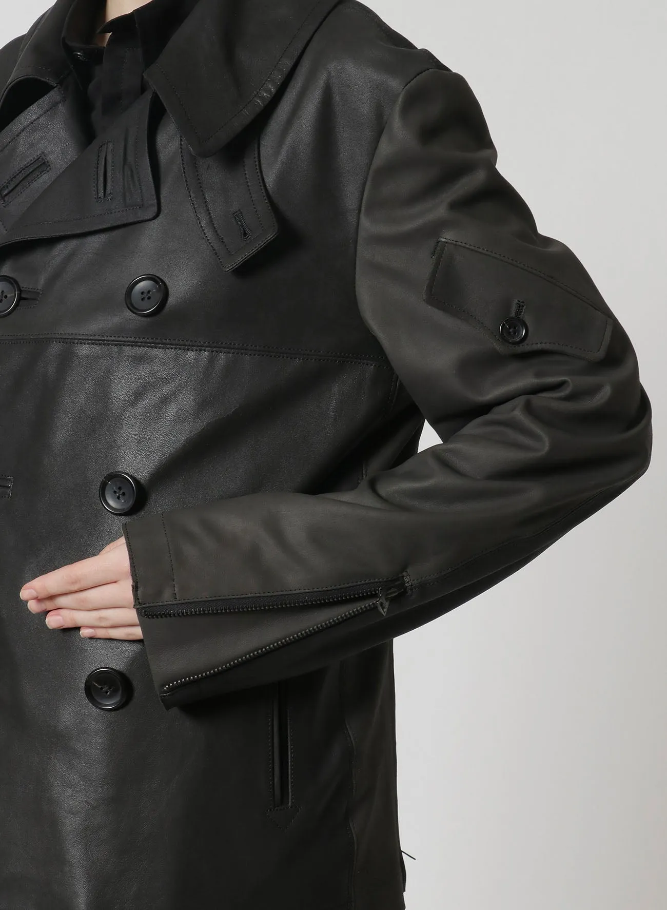 [Y's-Black Name]2 COLORS LEATHER DOUBLE FRONT BLOUSON