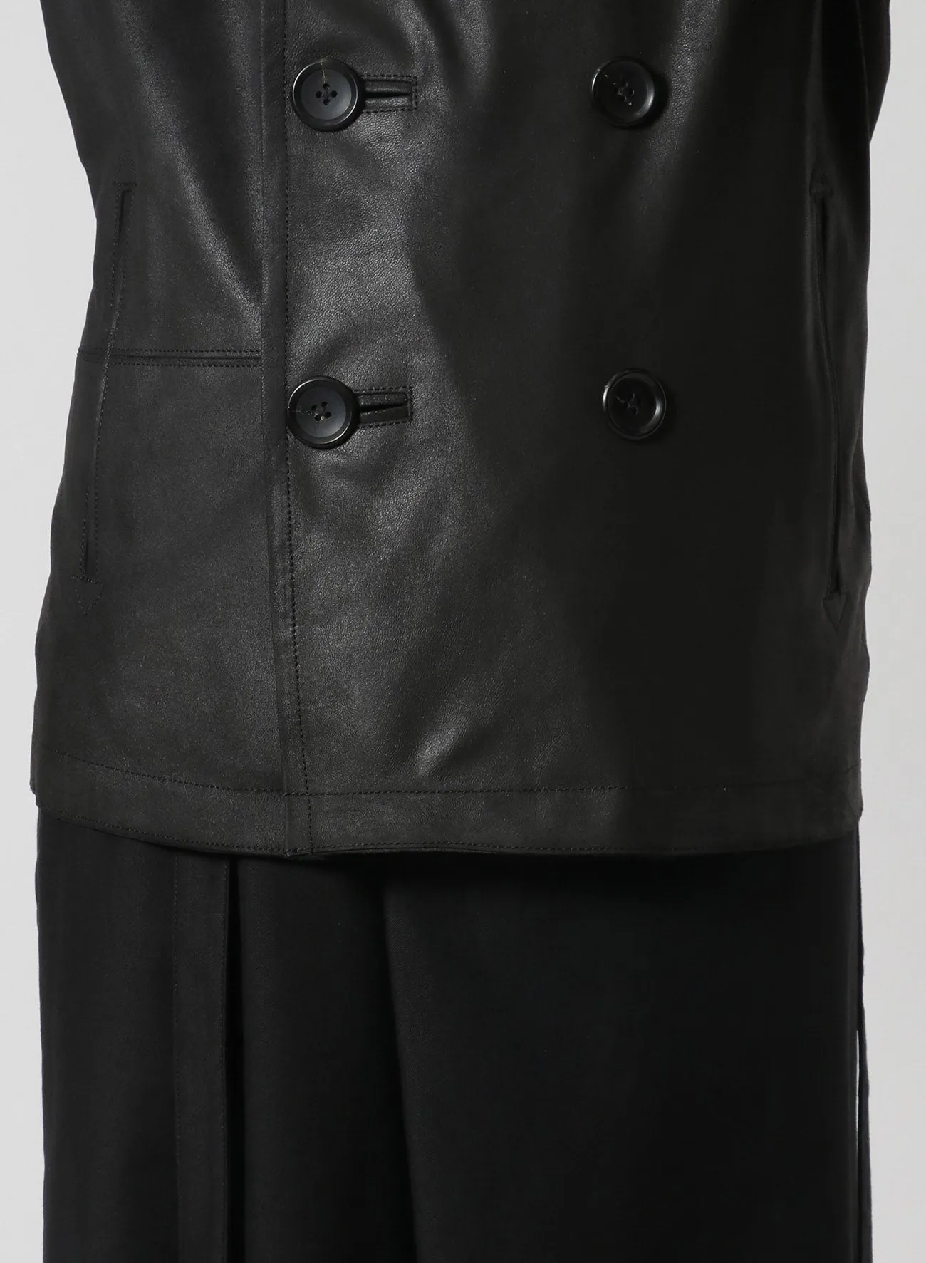 [Y's-Black Name]2 COLORS LEATHER DOUBLE FRONT BLOUSON