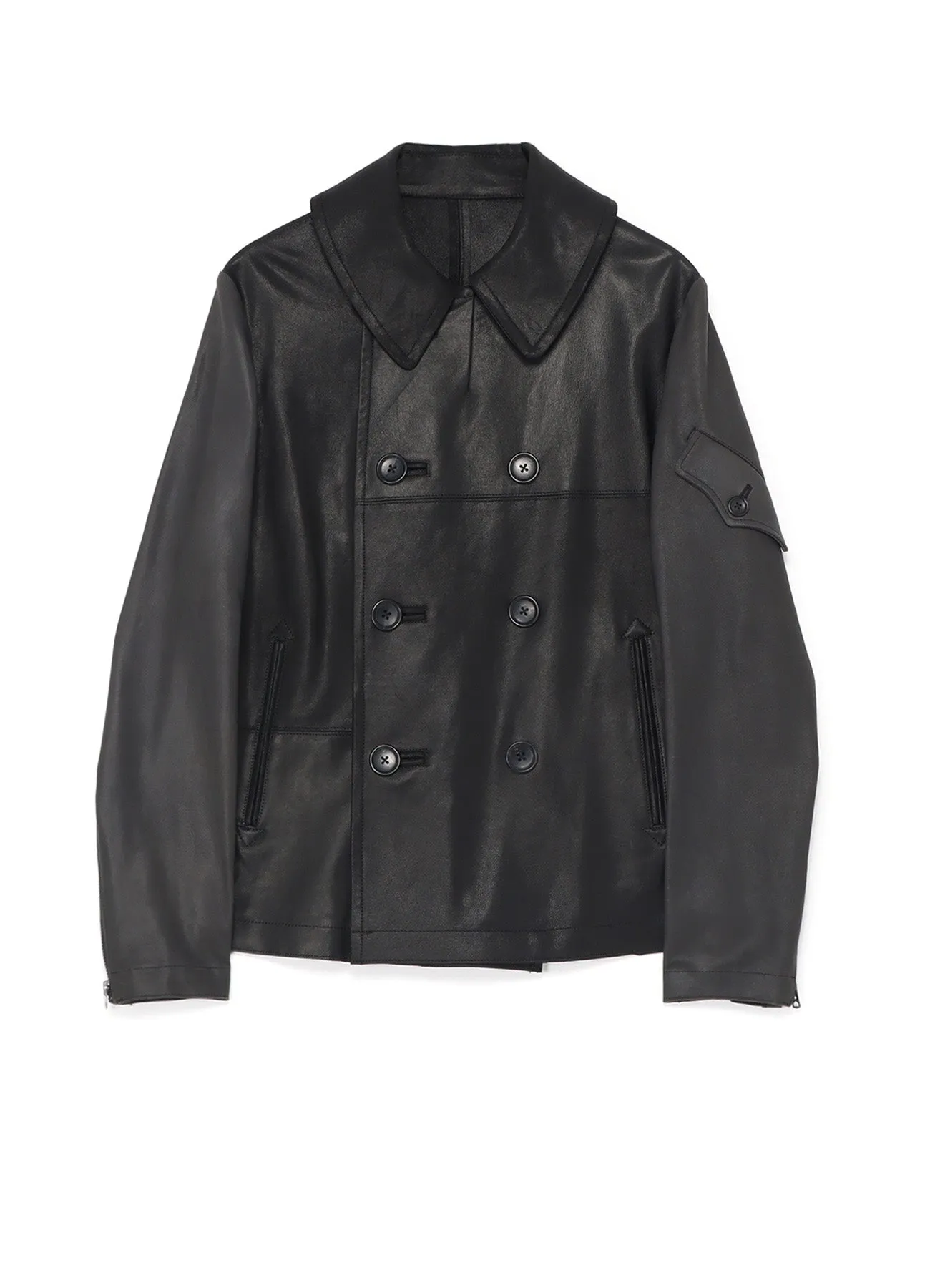 [Y's-Black Name]2 COLORS LEATHER DOUBLE FRONT BLOUSON